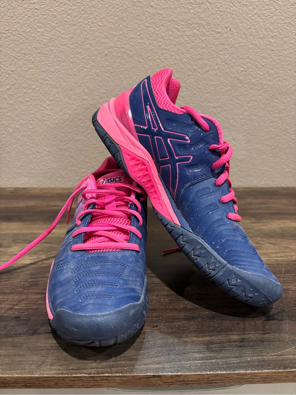 Asics Women's Navy and Hot Pink Athletic Sneakers